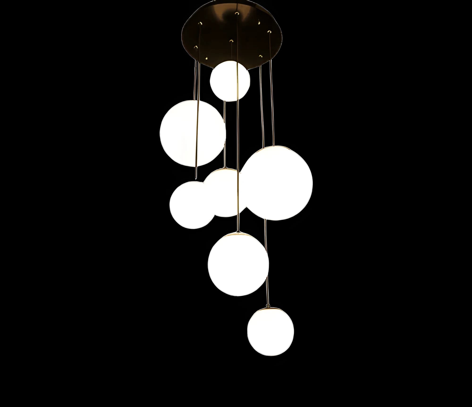 Lámpara colgante Sfera de metal y vidrio opalino — Rodina