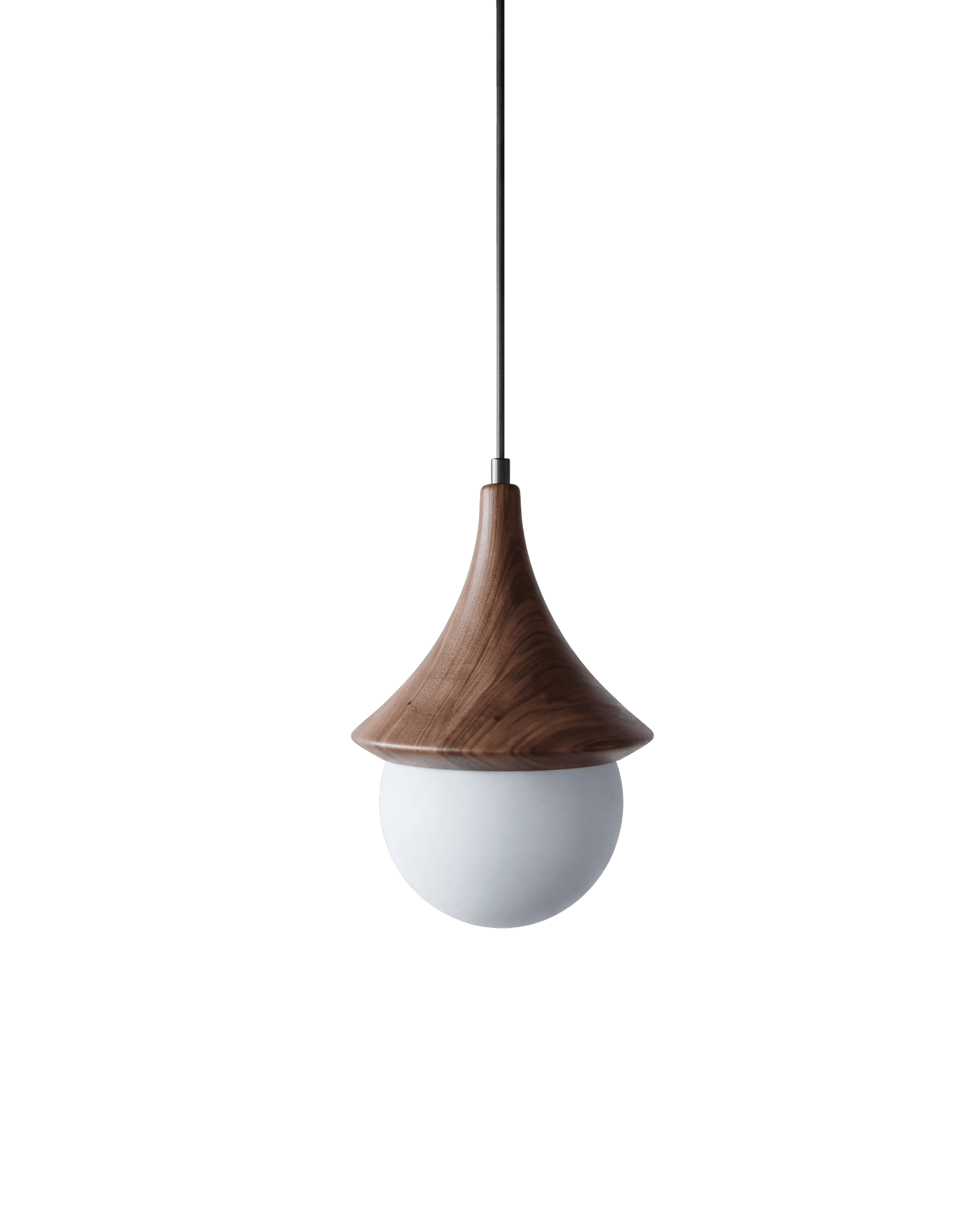 Lámpara colgante Ek II de madera y vidrio opalino — Rodina